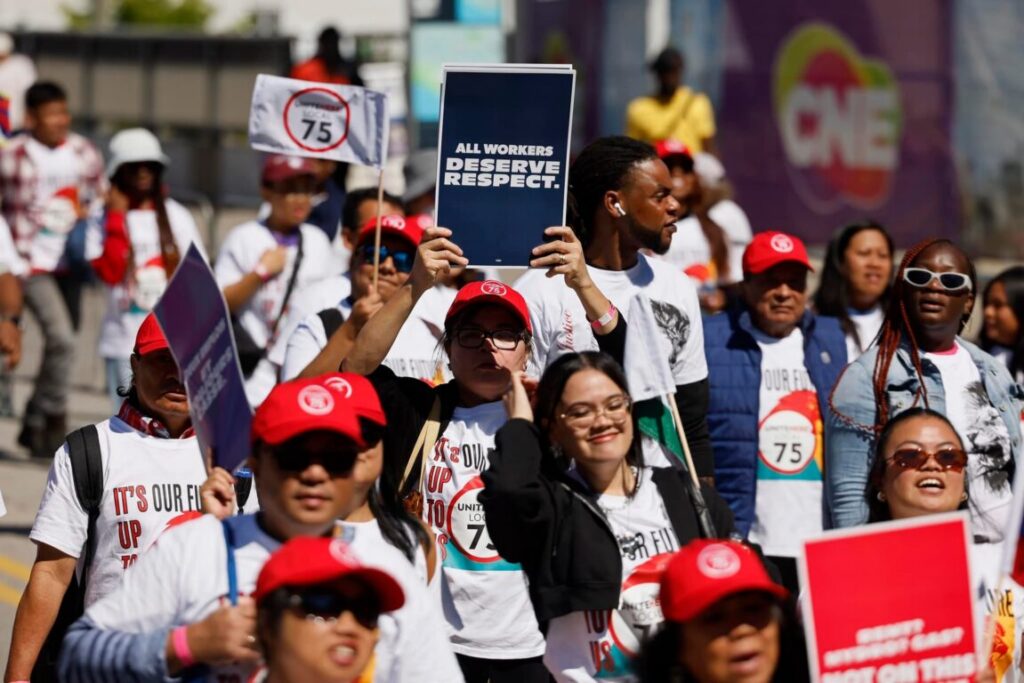 People at Workers Together rally
