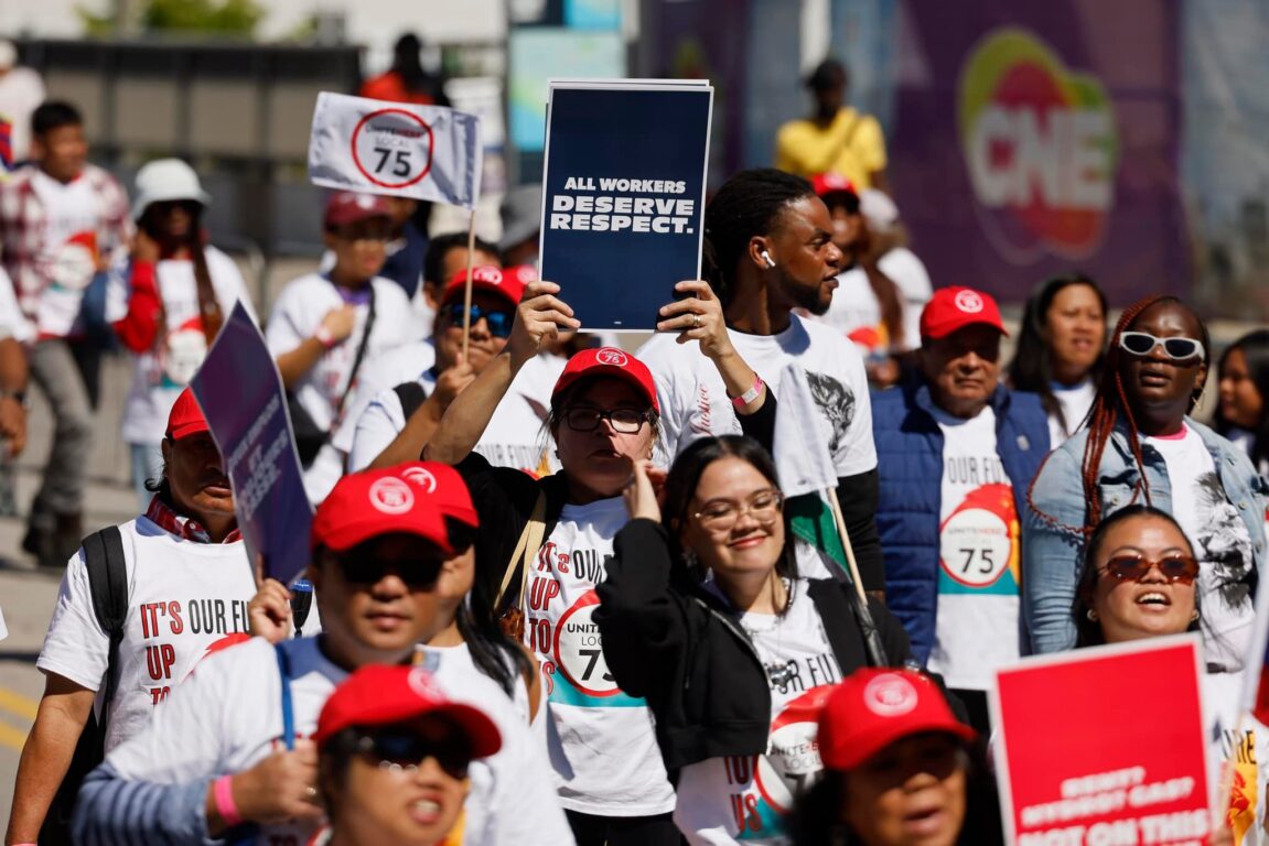 People at Workers Together rally